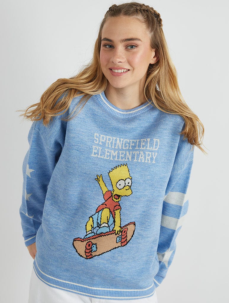 The Simpsons x Skinnydip Bart & Lisa Varsity Knitted Jumper Jumpers & Cardigans Skinnydip London