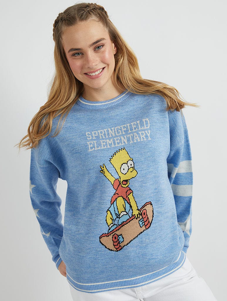 The Simpsons x Skinnydip Bart & Lisa Varsity Knitted Jumper Jumpers & Cardigans Skinnydip London