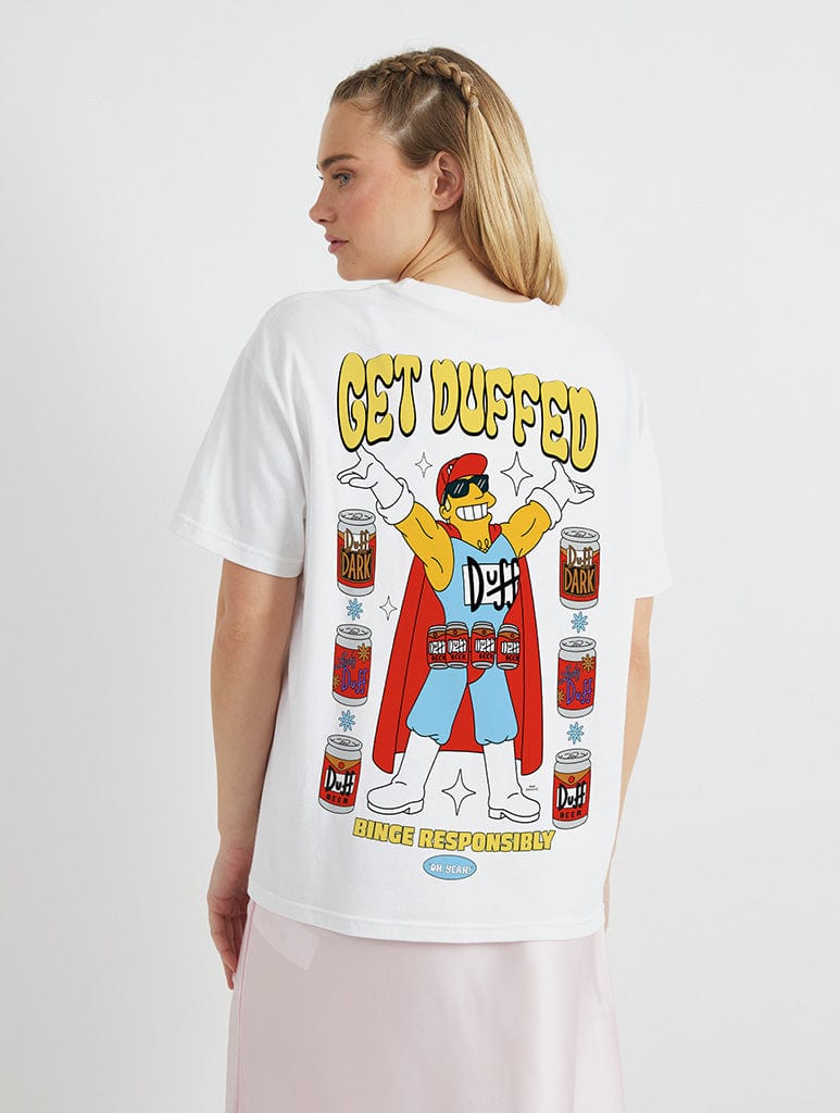 The Simpsons x Skinnydip Duffman T-Shirt in White Tops & T-Shirts Skinnydip London