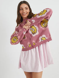 The Simpsons x Skinnydip Lisa Flower Knitted Cardigan Jumpers & Cardigans Skinnydip London