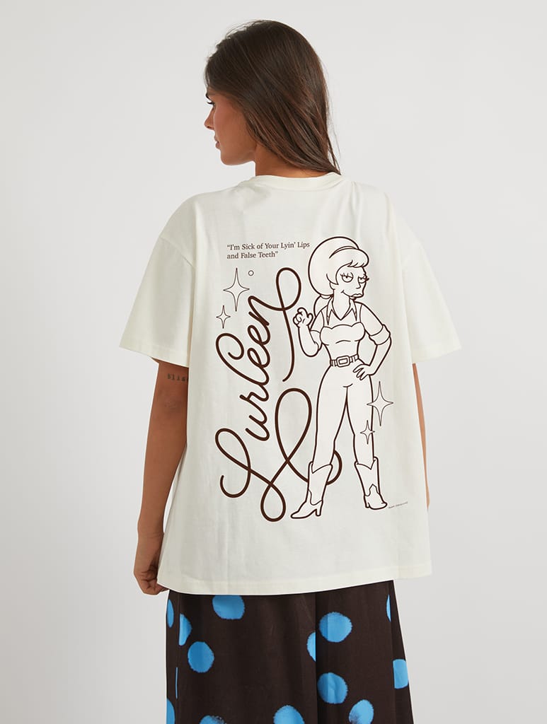 The Simpsons x Skinnydip Lurleen T-Shirt In White Tops & T-Shirts Skinnydip London