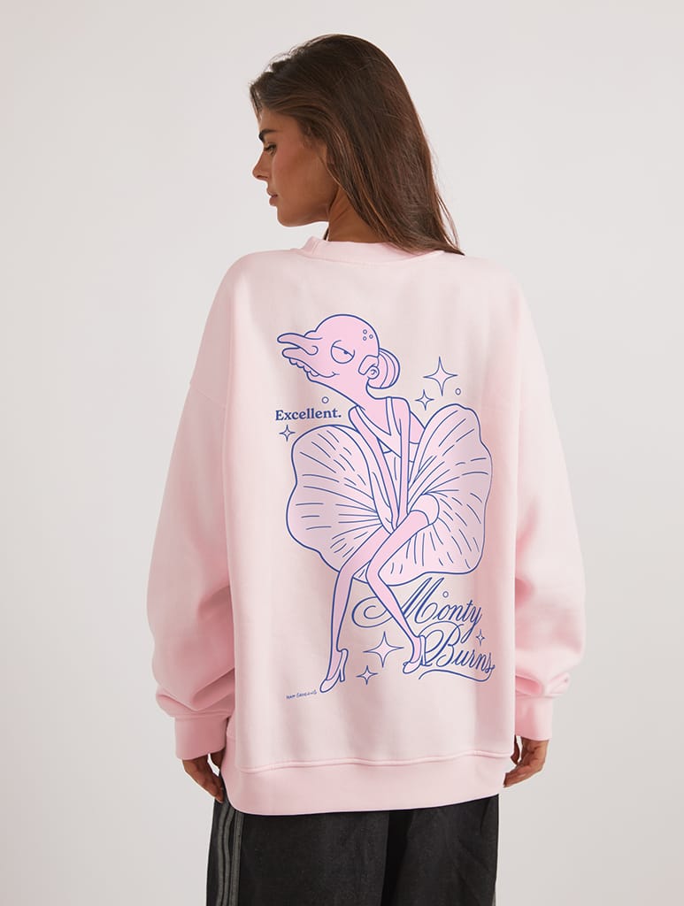 The Simpsons x Skinnydip Mr Burns Sweatshirt In Pink Hoodies & Sweatshirts Skinnydip London
