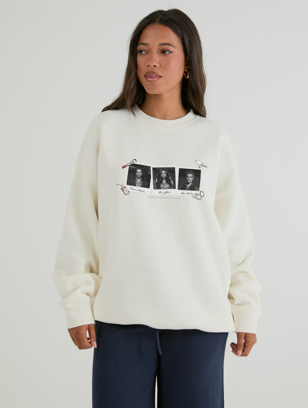 The Vampire Diaries x Skinnydip Photos Sweatshirt In White Hoodies & Sweatshirts Skinnydip London