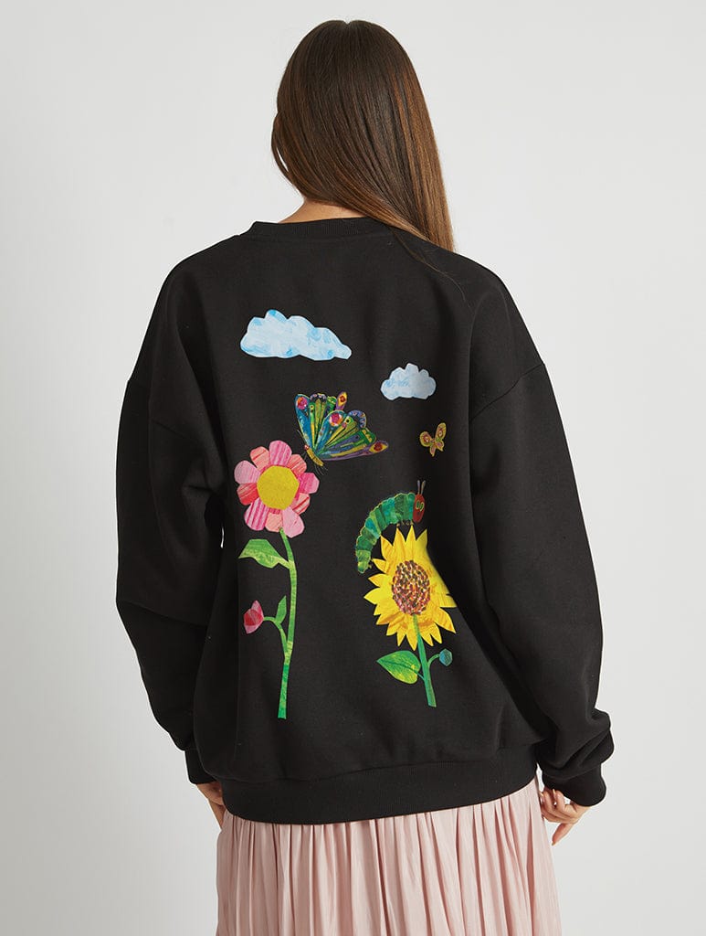 The Very Hungry Caterpillar Garden Sweatshirt In Black Hoodies & Sweatshirts Skinnydip London