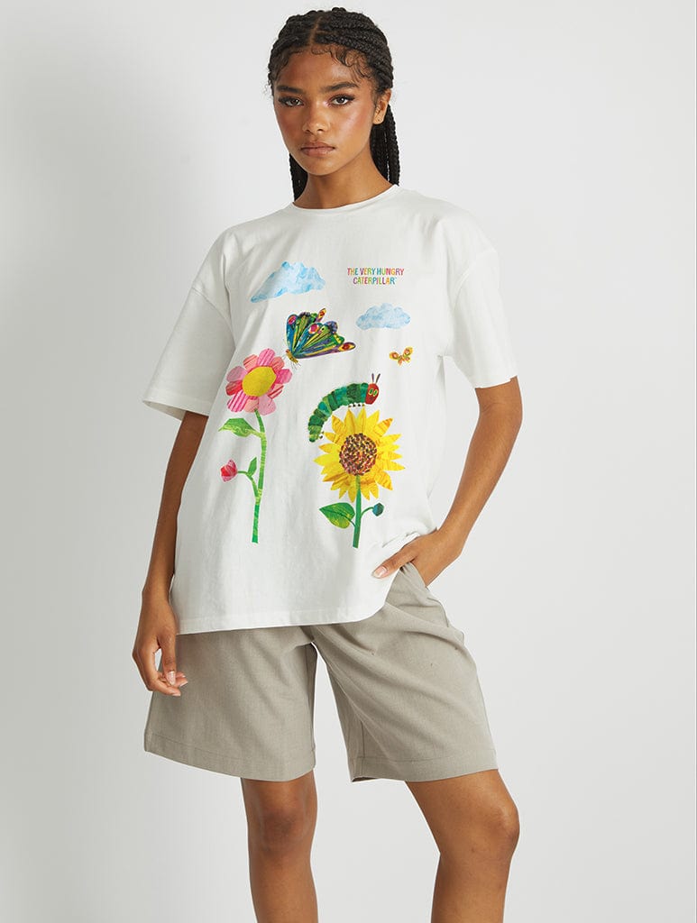 The Very Hungry Caterpillar Garden T-Shirt In White Tops & T-Shirts Skinnydip London