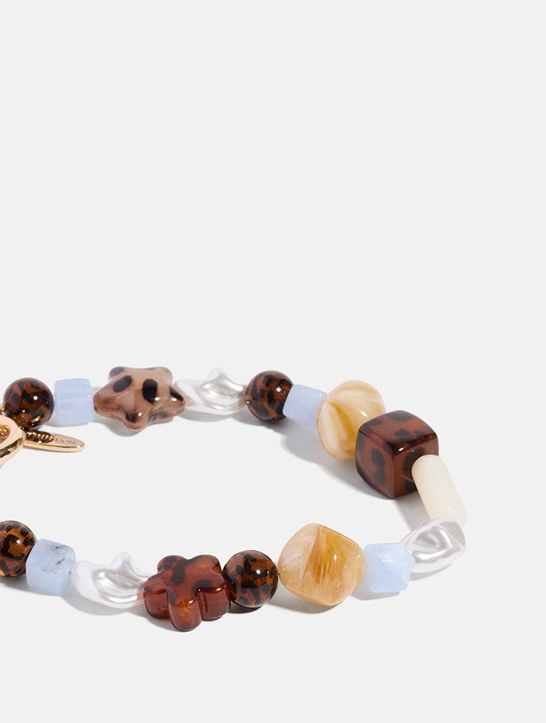 Tortoise Shell Blue Beaded Charm Strap Phone Grips Skinnydip London