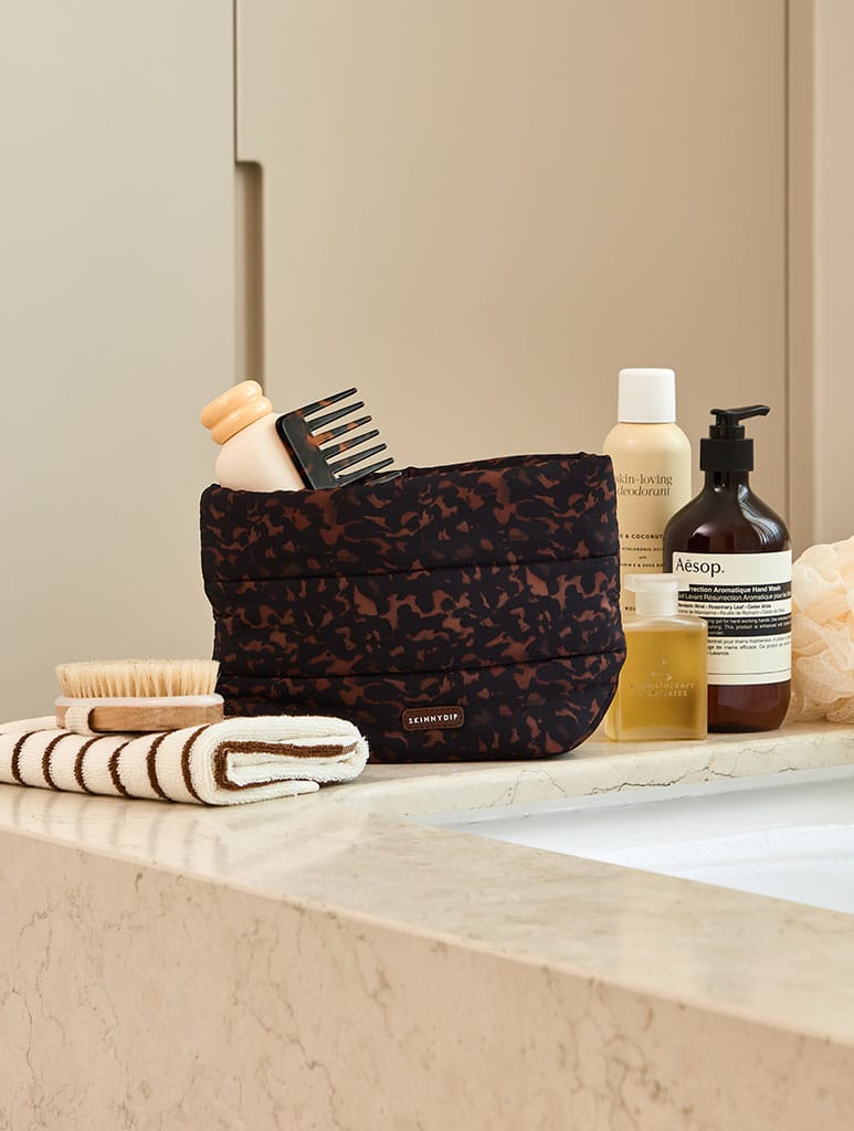 Tortoiseshell Print Pillow Pouch Makeup Bag Makeup Bags & Wash Bags Skinnydip London