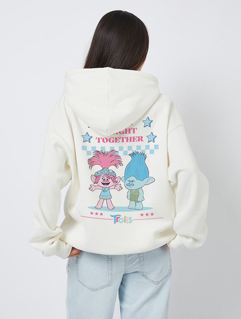 Trolls x Skinnydip Bright Side Hoodie In White Hoodies & Sweatshirts Skinnydip London