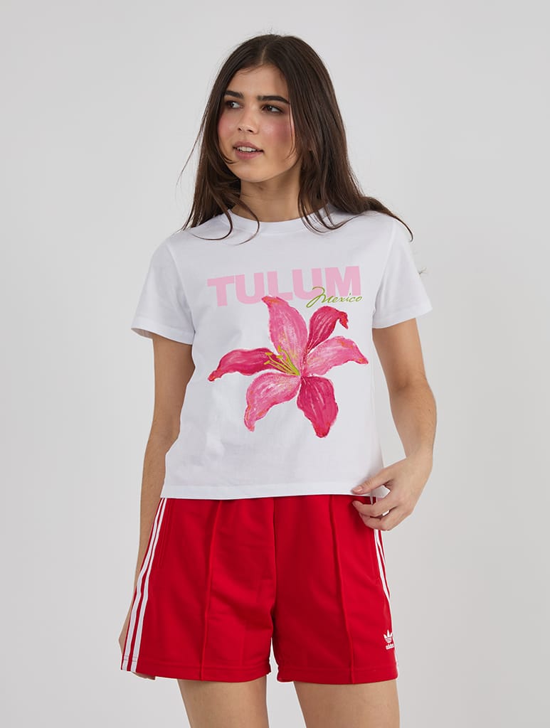 Tulum Flower Baby T-Shirt In White Tops & T-Shirts Skinnydip London