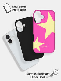 Two Stars Pink with Yellow Ultra Protective iPhone Case Phone Cases Skinnydip London