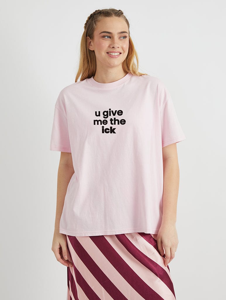 U Give Me The Ick T-Shirt In Pink Tops & T-Shirts Skinnydip London