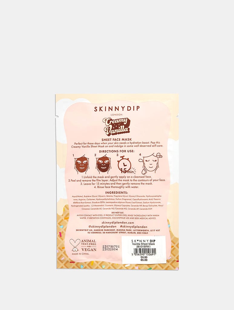Vanilla Sheet Mask Skincare Skinnydip London