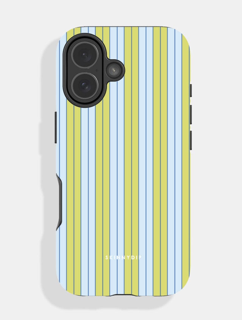 Vertical Stripes Baby Blue and Green Ultra Protective iPhone Case Phone Cases Skinnydip London