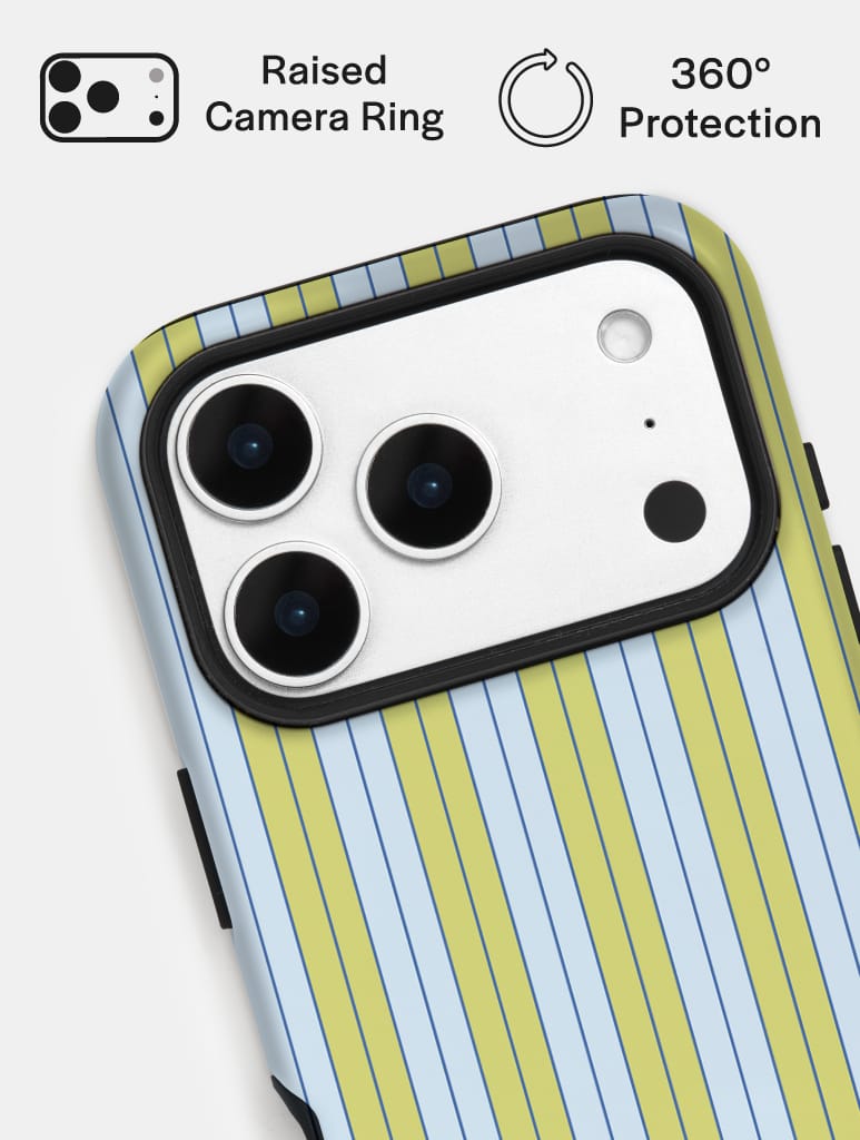 Vertical Stripes Baby Blue and Green Ultra Protective iPhone Case Phone Cases Skinnydip London
