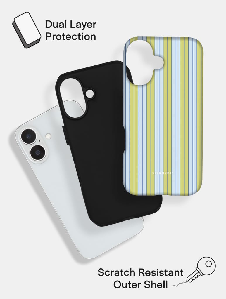Vertical Stripes Baby Blue and Green Ultra Protective iPhone Case Phone Cases Skinnydip London