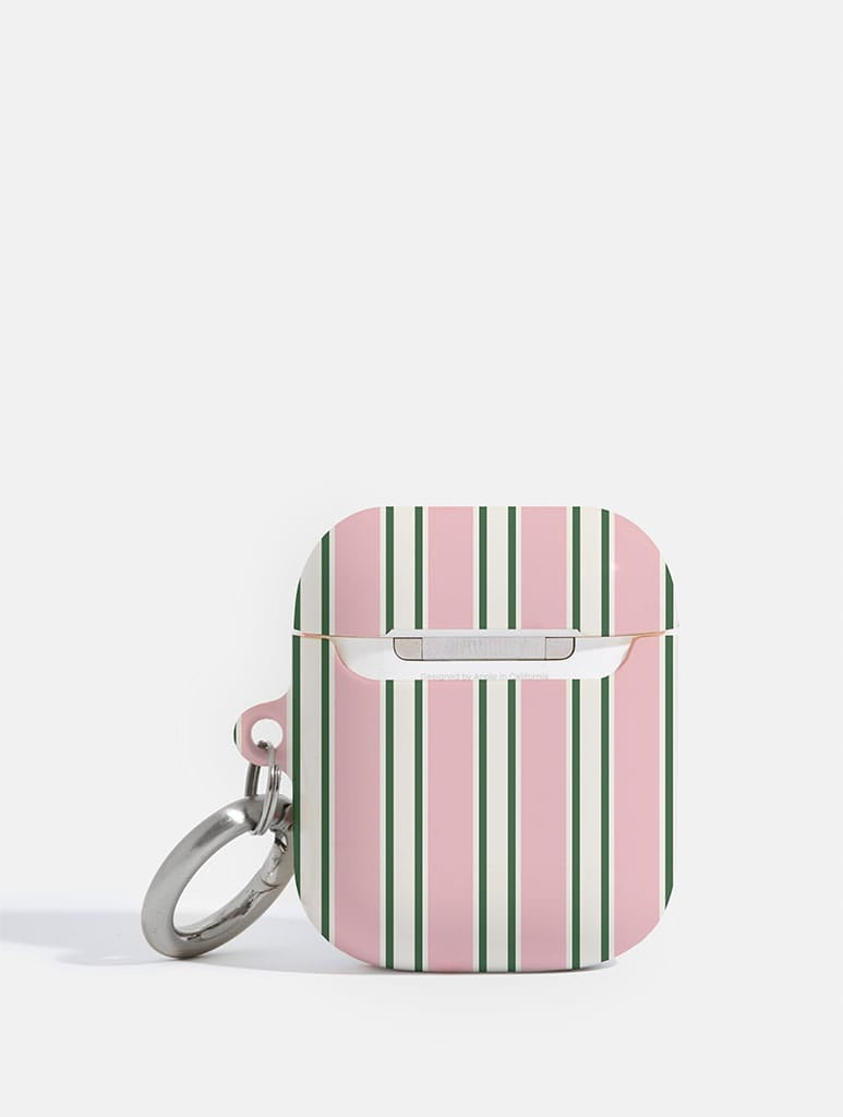 Vertical Stripes Beige Pink and Green Airpods Case AirPods Cases Skinnydip London