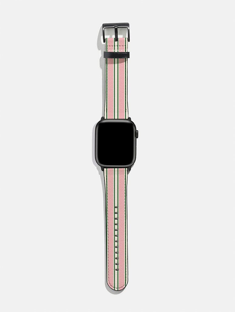Vertical Stripes Beige Pink and Green Apple Watch Strap Watch Straps Skinnydip London