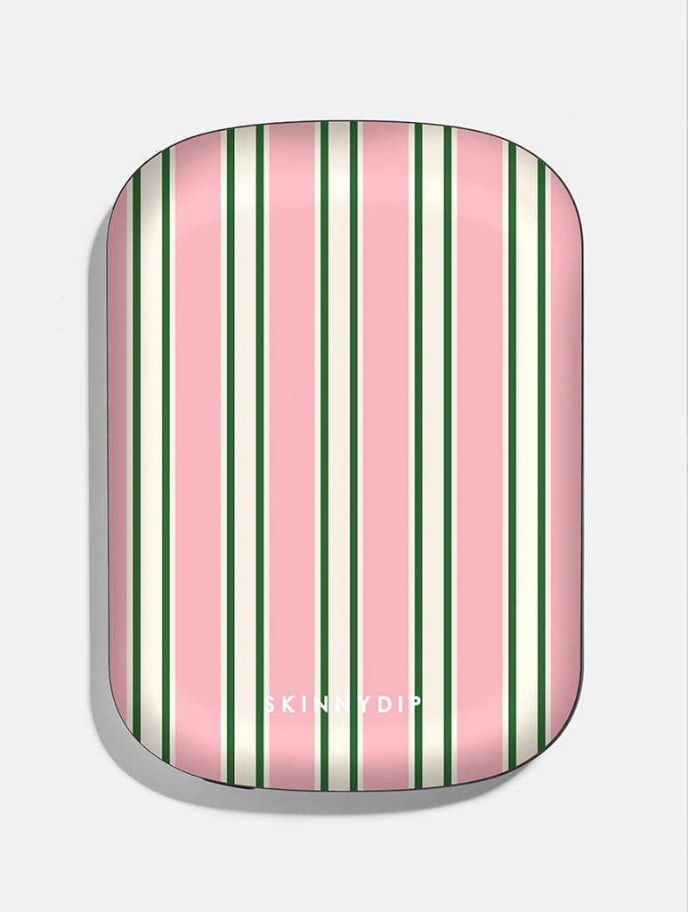 Vertical Stripes Beige Pink and Green Portable Magsafe Charger Portable Chargers Skinnydip London