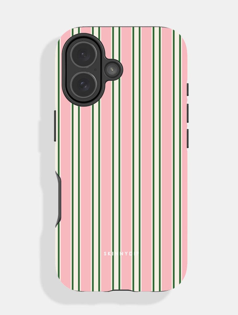 Vertical Stripes Beige Pink and Green Ultra Protective iPhone Case Phone Cases Skinnydip London
