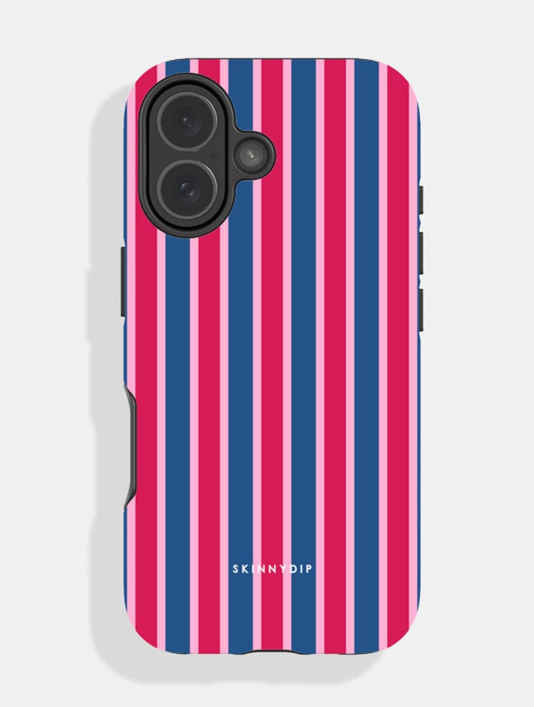 Vertical Stripes Pink Navy Ultra Protective iPhone Case Phone Cases Skinnydip London