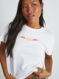 Von Dutch Flame Heart Baby T-Shirt in White Tops & T-Shirts Skinnydip London