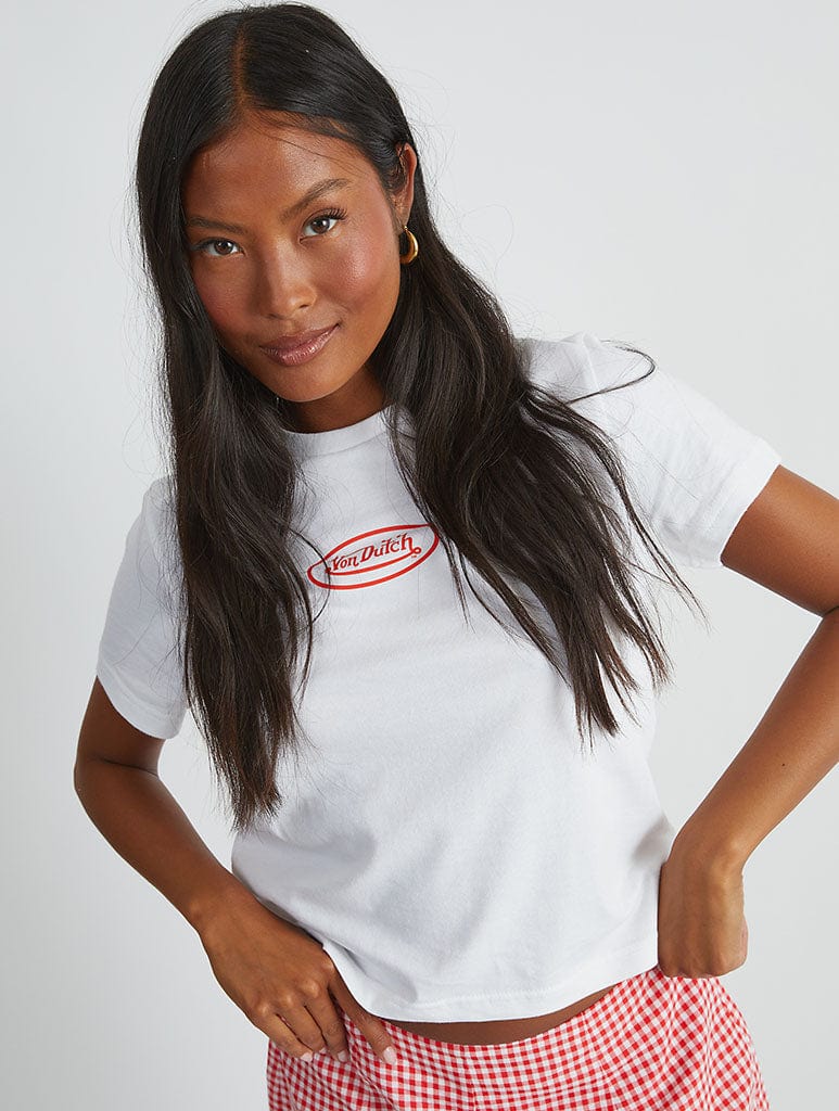 Von Dutch Logo Baby T-Shirt in White Tops & T-Shirts Skinnydip London