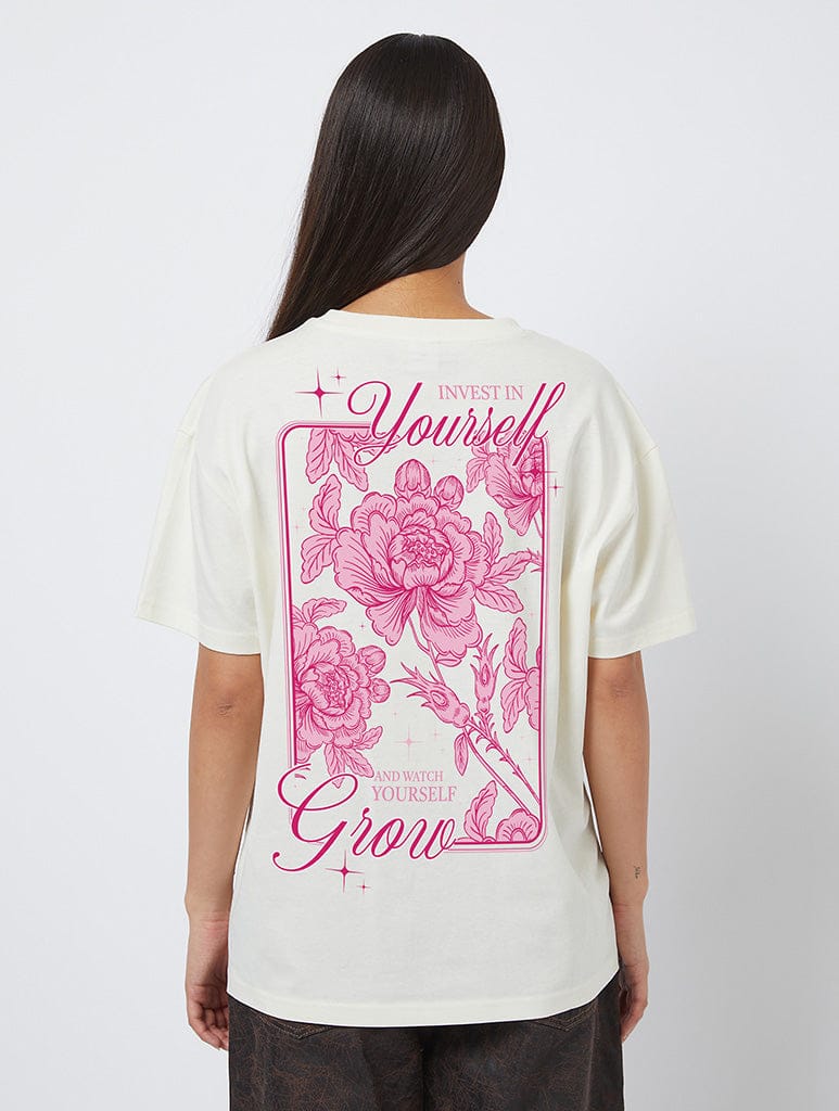 Watch Yourself Grow T-Shirt In White Tops & T-Shirts Skinnydip London