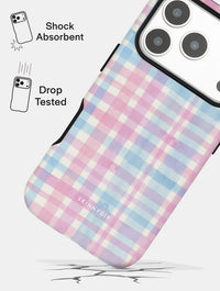 Watercolour Gingham Blue Pink Ultra Protective iPhone Case Phone Cases Skinnydip London