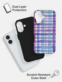 Watercolour Gingham Purple Blue Ultra Protective iPhone Case Phone Cases Skinnydip London