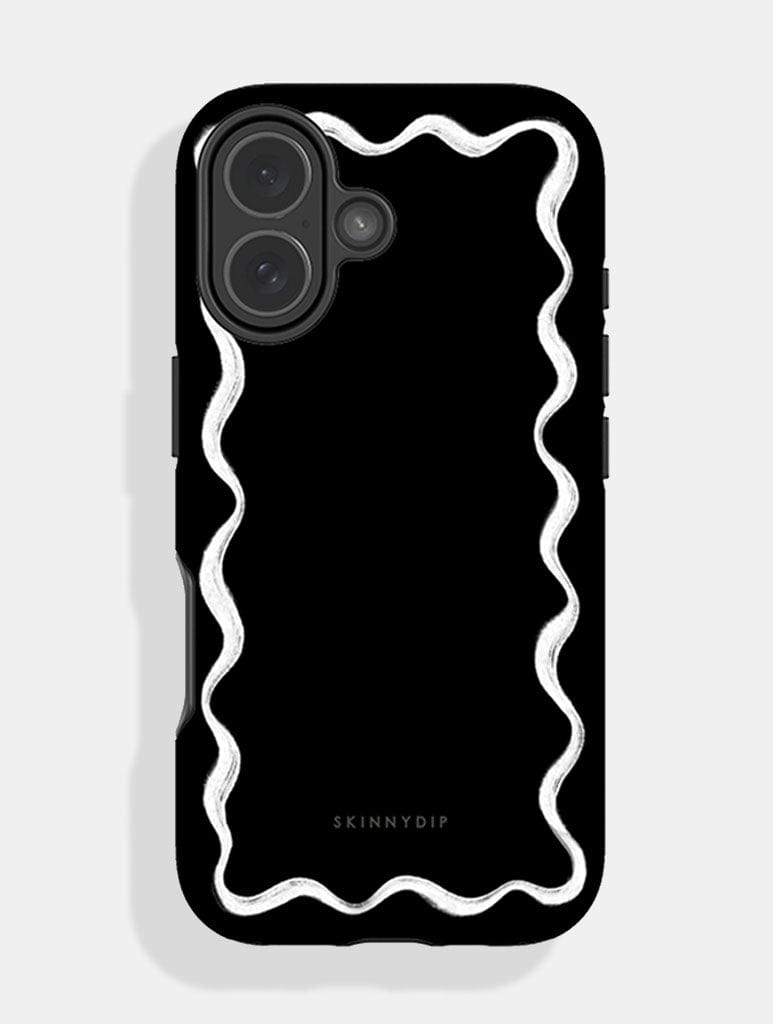 Wavy Frame Black with White Ultra Protective iPhone Case Phone Cases Skinnydip London