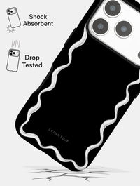 Wavy Frame Black with White Ultra Protective iPhone Case Phone Cases Skinnydip London