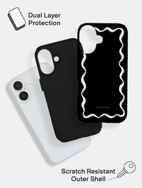 Wavy Frame Black with White Ultra Protective iPhone Case Phone Cases Skinnydip London