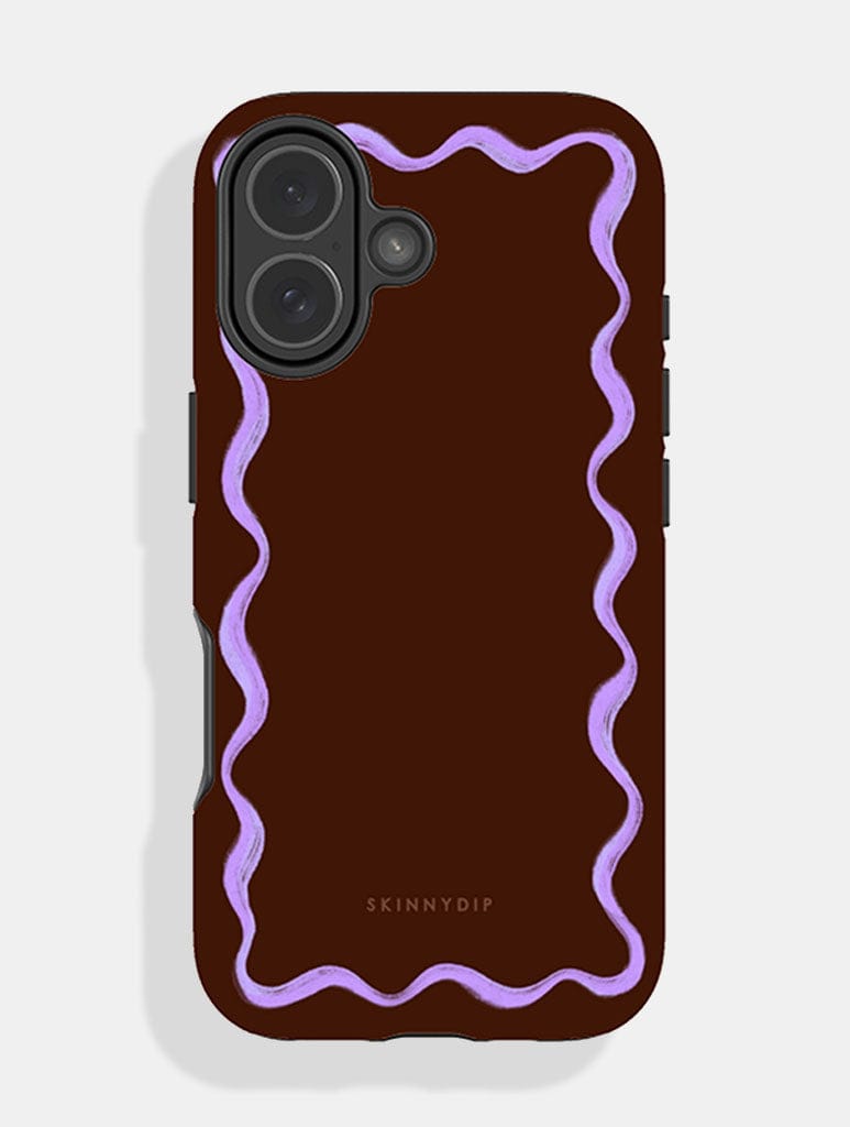 Wavy Frame Brown with Lilac Ultra Protective iPhone Case Phone Cases Skinnydip London