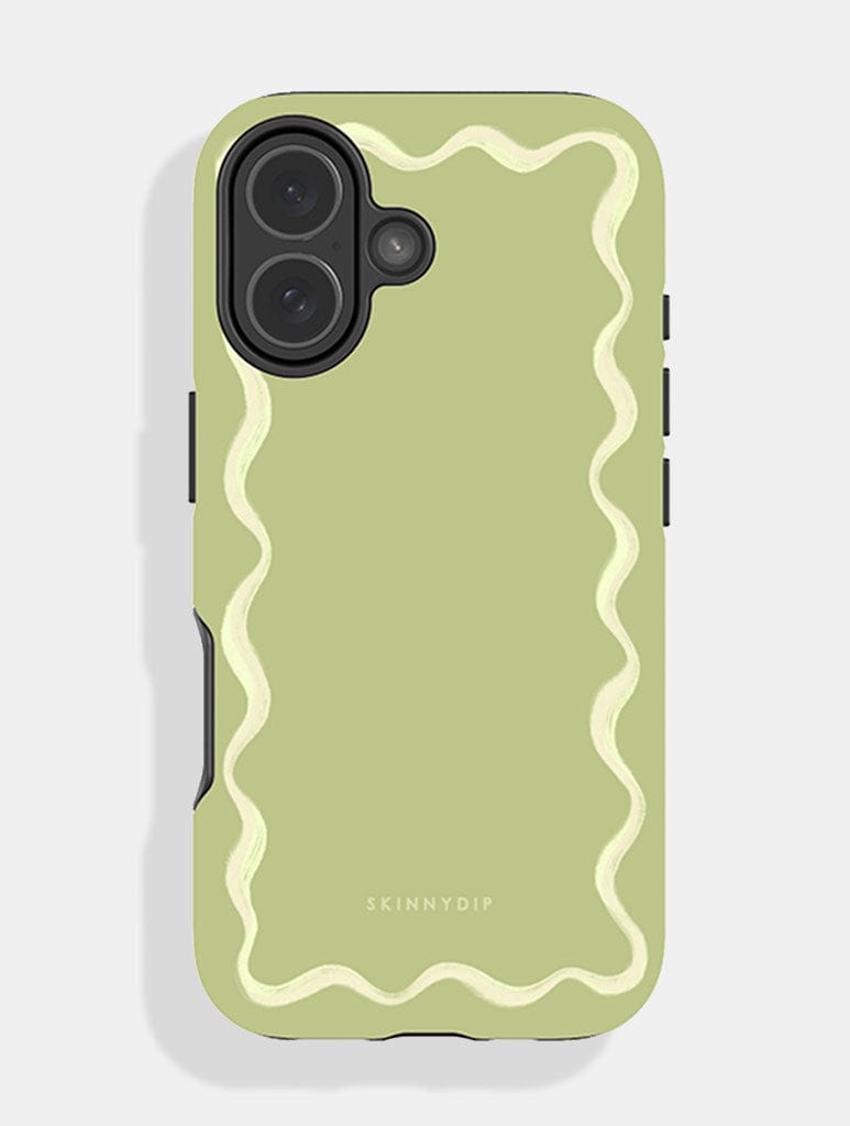 Wavy Frame Sage with Cream Ultra Protective iPhone Case Phone Cases Skinnydip London
