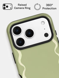 Wavy Frame Sage with Cream Ultra Protective iPhone Case Phone Cases Skinnydip London