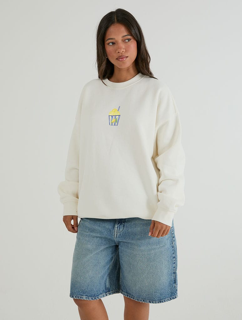 What's For Pudding Sweatshirt In White Hoodies & Sweatshirts Skinnydip London