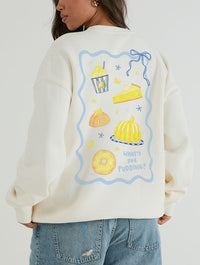 What's For Pudding Sweatshirt In White Hoodies & Sweatshirts Skinnydip London