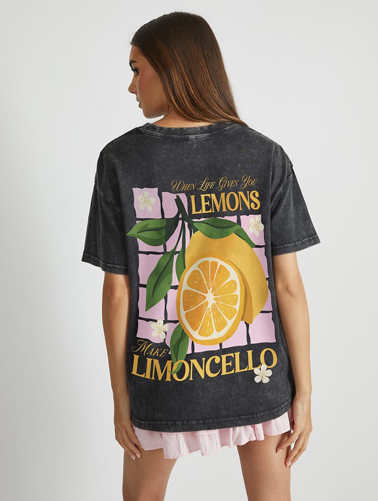 When Life Gives You Lemons Make Limoncello T-Shirt in Acid Wash Tops & T-Shirts Skinnydip London
