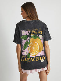 When Life Gives You Lemons Make Limoncello T-Shirt in Acid Wash Tops & T-Shirts Skinnydip London