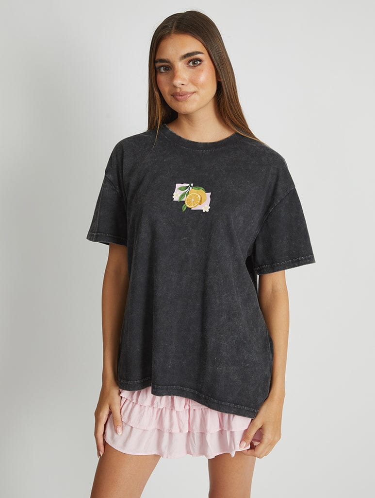 When Life Gives You Lemons Make Limoncello T-Shirt in Acid Wash Tops & T-Shirts Skinnydip London