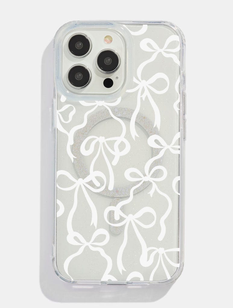 White Bows Glitter MagSafe iPhone Case Phone Cases Skinnydip London