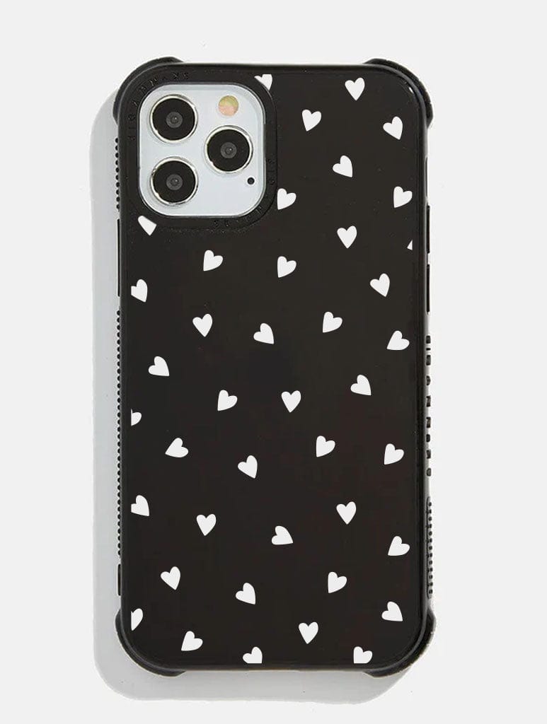 White Ditsy Heart Shock iPhone Case Monochrome Phone Cases