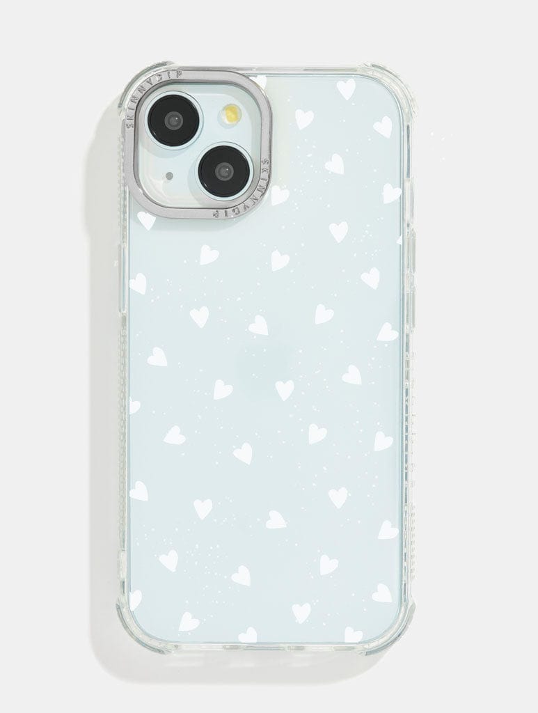 White Ditsy Hearts Shock iPhone Case Phone Cases Skinnydip London