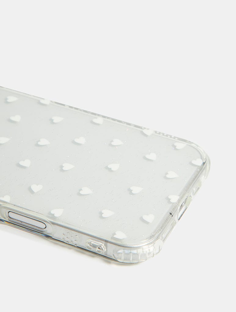 White Ditsy Hearts Shock iPhone Case Phone Cases Skinnydip London