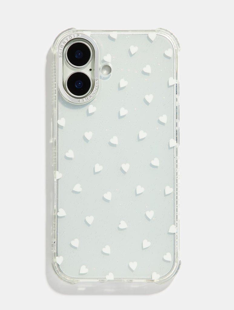 White Ditsy Hearts Shock iPhone Case Phone Cases Skinnydip London