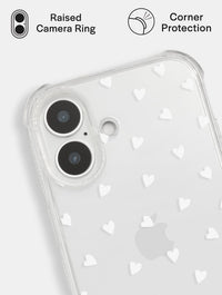 White Ditsy Hearts Shock iPhone Case Phone Cases Skinnydip London