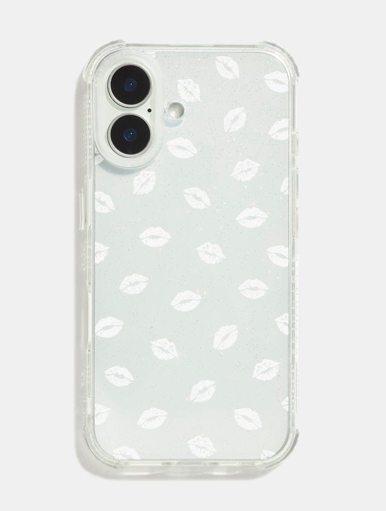 White Ditsy Kisses Shock iPhone Case Phone Cases Skinnydip London