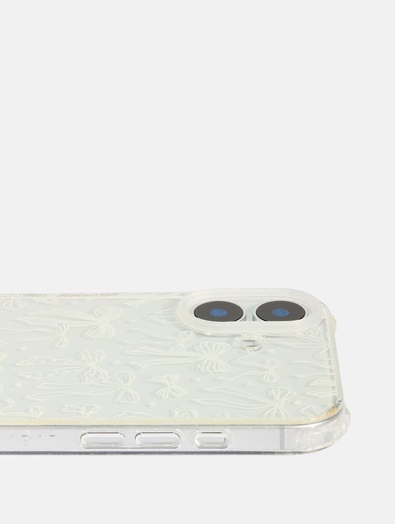White Pattern Bow Shock iPhone Case Phone Cases Skinnydip London