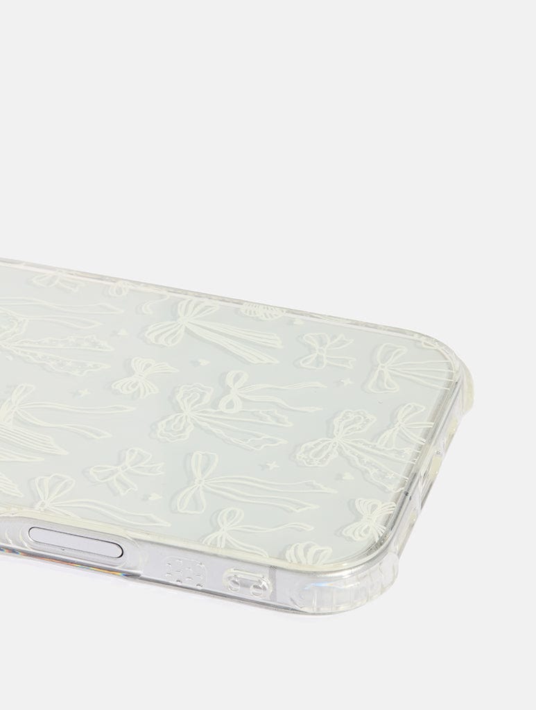 White Pattern Bow Shock iPhone Case Phone Cases Skinnydip London