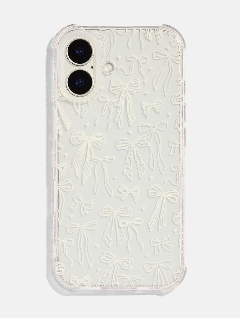 White Pattern Bow Shock iPhone Case Phone Cases Skinnydip London